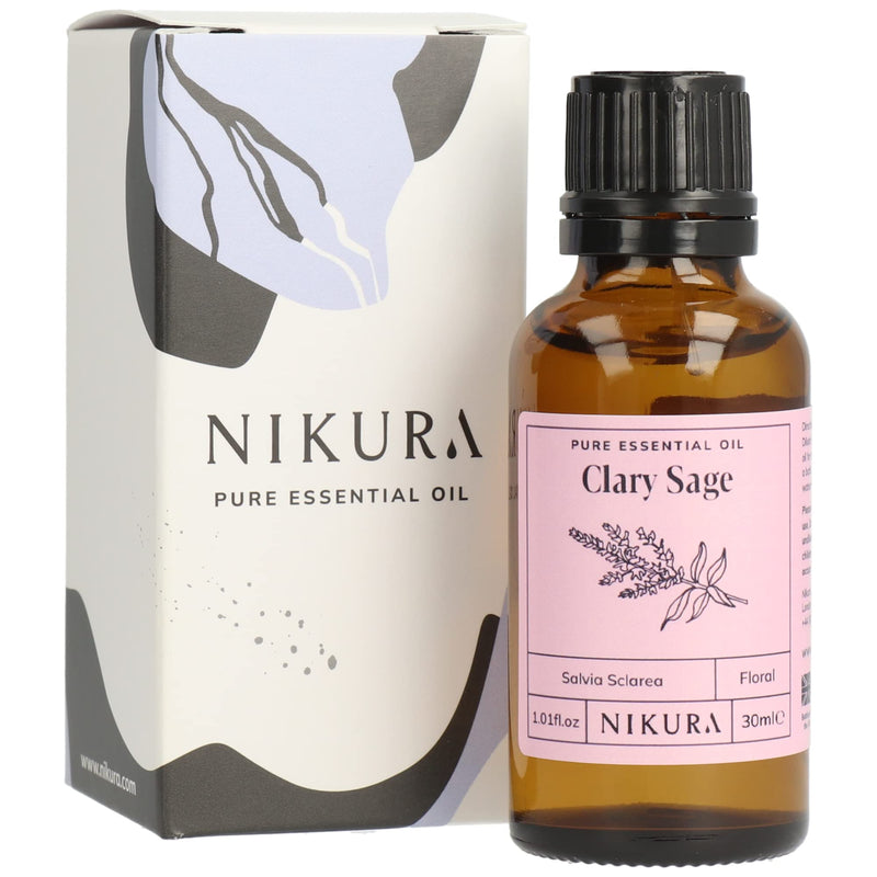 Nikura Clary Sage Essential Oil - 30ml | 100% Pure Natural Oils | Perfect for Sleep, Aromatherapy, Diffusers, Humidifier, Bath | Great for Self Care, Hair | Vegan & UK Made - NewNest Australia