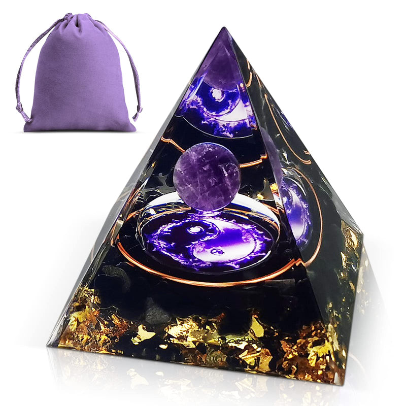 Crystal Pyramid, Moonstone Crystal Ogan Chakra Energy Tower, Positive Energy Generator, Nature Reiki Chakra Crushed Stone Jewelry for Healing Meditation Chakra Balance Amethyst - Eight Trigrams - NewNest Australia