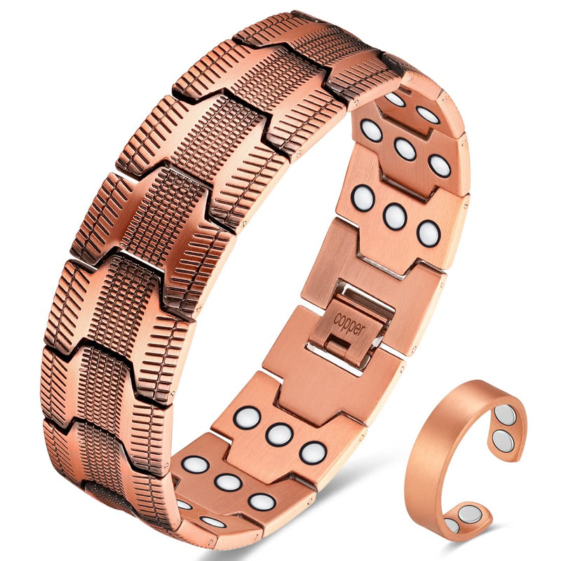 Vicmag Copper Bracelet for Men Copper Magnetic Bracelet Ultra Strength Double Row 3500 Gauss Wristband Brazaletes with Adjustment Tool & Jewelry Gift Box (Copper Pattern) Copper Pattern - NewNest Australia