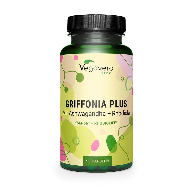 5HTP High Strength Vegavero® | Griffonia Seed, Rhodiola & Ashwagandha Extracts | Premium Branded Raw Materials | Synergistic & Natural Adaptogens | NO Additives, Lab-Tested | 90 Capsules | Vegan - NewNest Australia
