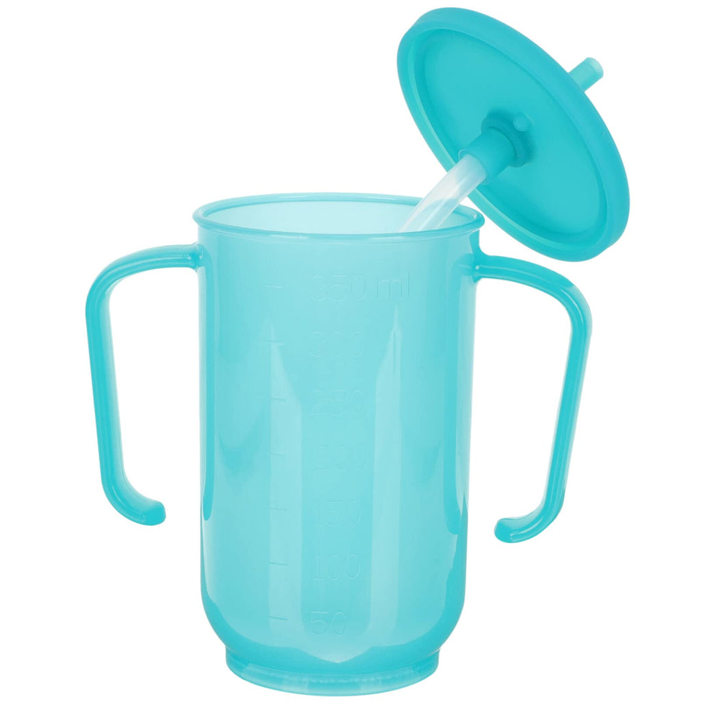 HEMOTON Sippy Exclusive Cup Bottle Spill Proof Nursing Cups Spillproof Mug Disabled Handicapped Liquid Patient Handles Water Tumbler Lid Elderly with Care Straw Drink Feeding Blue 15x12cm - NewNest Australia