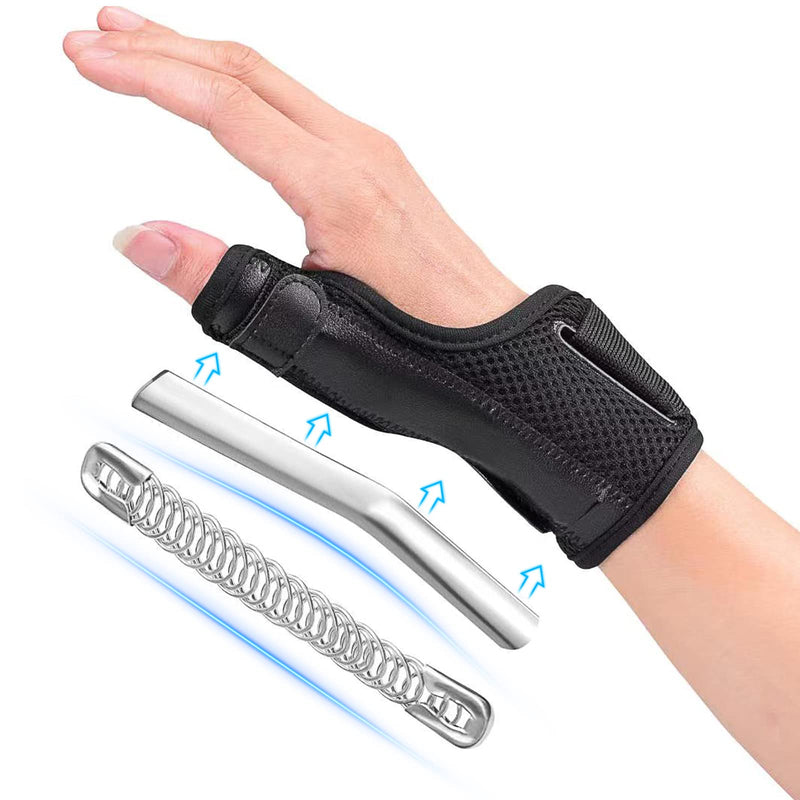Fasola Thumb Brace Reversible, Thumb Spica Splint for Right & Left Hand, Breathable Thumb & Wrist Support with Two Metal Splint, Trigger Thumb Immobilizer for Arthritis, Tendonitis, Sprains, S Black - NewNest Australia