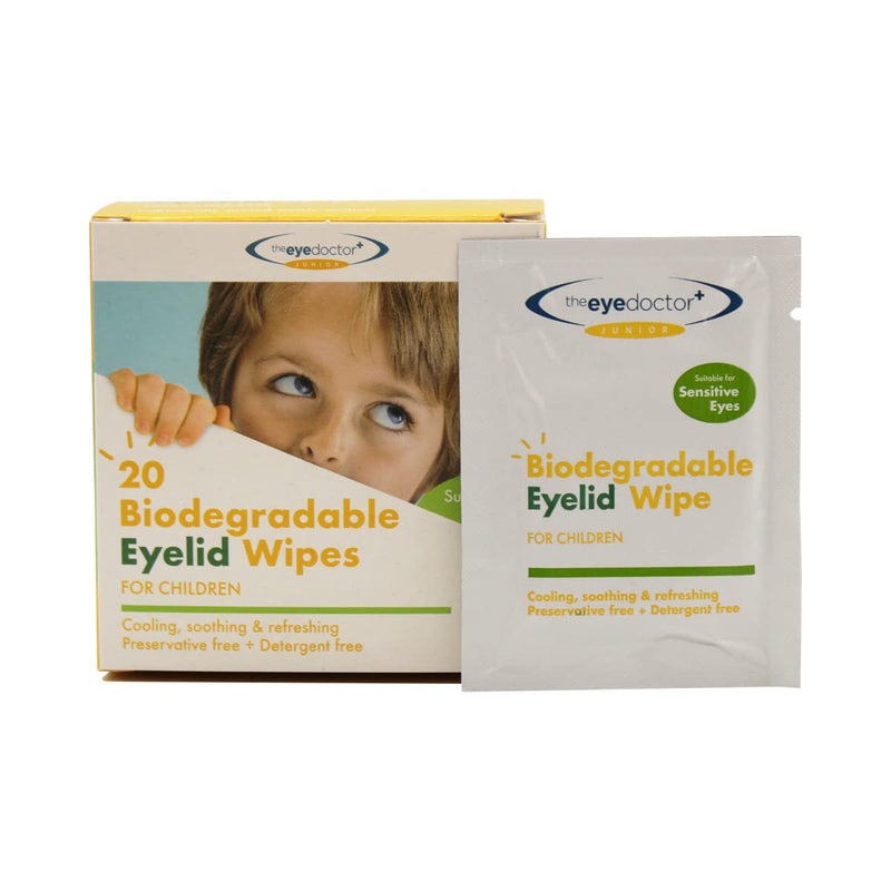 The Eye Doctor Junior Eyelid Wipes - 20x Individually Wrapped Kids Eye Lid Cleansing Wipes - Daily Hygiene & Dry Eye Relief - Suitable for Children's Sensitive Eyes - NewNest Australia