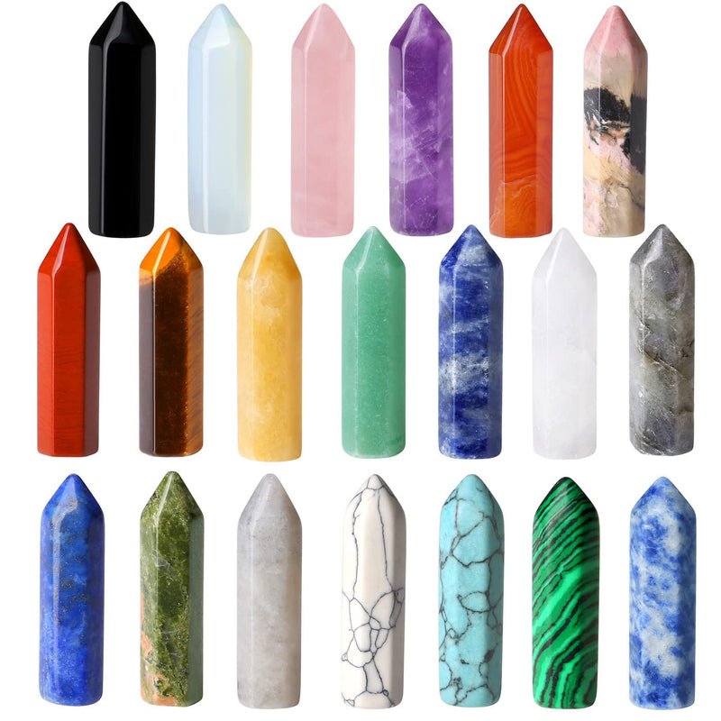 XIANNVXI 20 Pcs Healing Crystals Stones Set Crystal Wand Bulk Chakra Gemstones Hexagonal Pointed Palm Reiki Crystal Stones for Energy Meditation Balancing Therapy Multicolour-20 - NewNest Australia