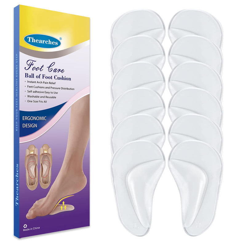 Gel Arch Support Pads Plantar Fasciitis Shoe Inserts Insole, 6 Pairs Adhesive High Arch Pad Flat Feet Shoe Inserts Arch Cushions for Relieve Pressure and Foot Pain, One Size, Unisex (Clear) 6 Clear - NewNest Australia
