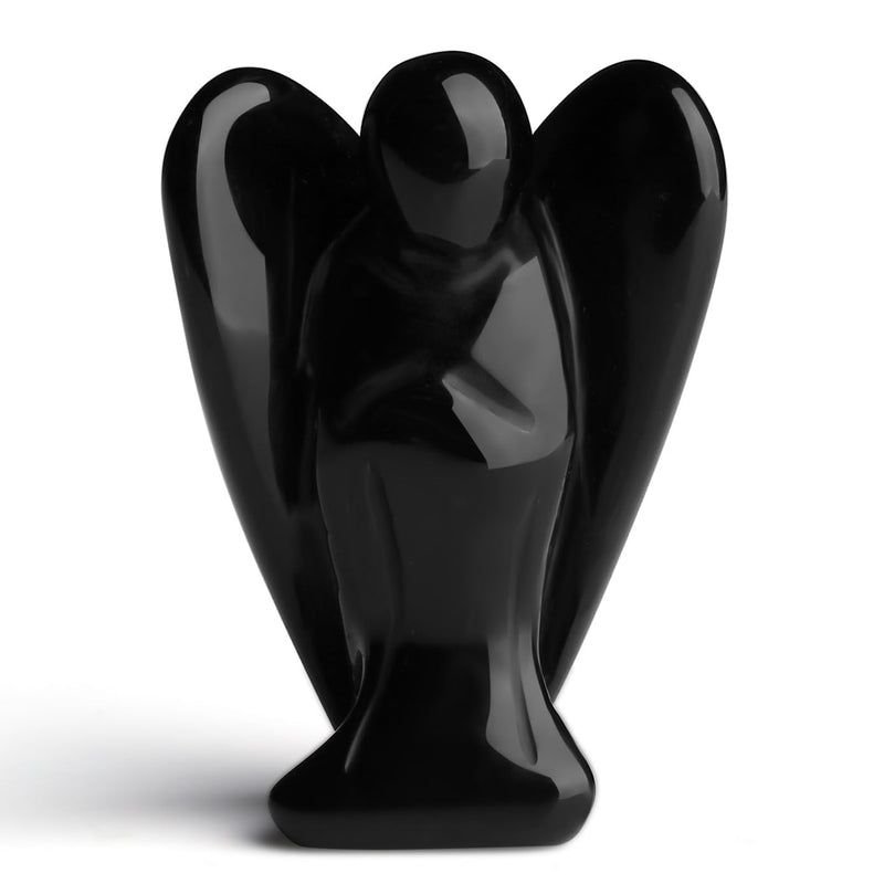 XIANNVXI 2" Crystal Angel Black Obsidian Healing Crystals Guardian Angel Natural Hand-carved Gemstones Stones Reiki Protection Crystal Gifts O - 2" Black Obsidian - NewNest Australia