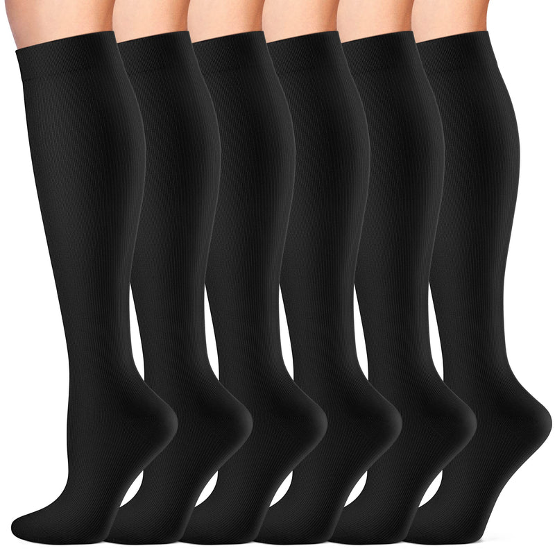 CAMBIVO 6 Pairs Compression Socks for Women & Men(15-20 mmHg), Flight Socks Support for Sports, Running, Cycling, Travel, Nurse, Maternity, Relieve Muscle Fatigue L-XL - NewNest Australia