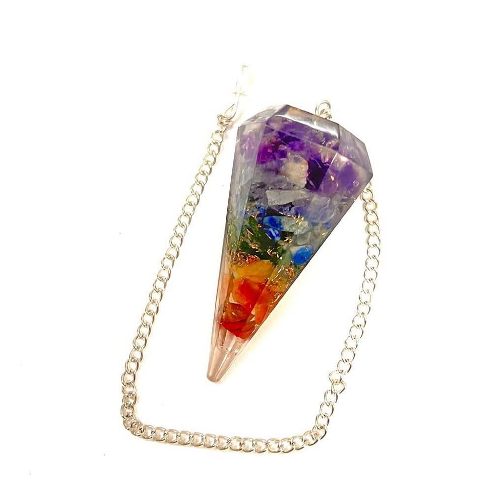 Dowsing Pendulum Healing Crystals Orgonite Crystal Point Scrying Dowser 100% Genuine Gemstone Crystal Pendulum Handcrafted Healing Crystal Gifts,Witchcraft Supplies (7 Chakra Orgone) 7 Chakra Orgone - NewNest Australia