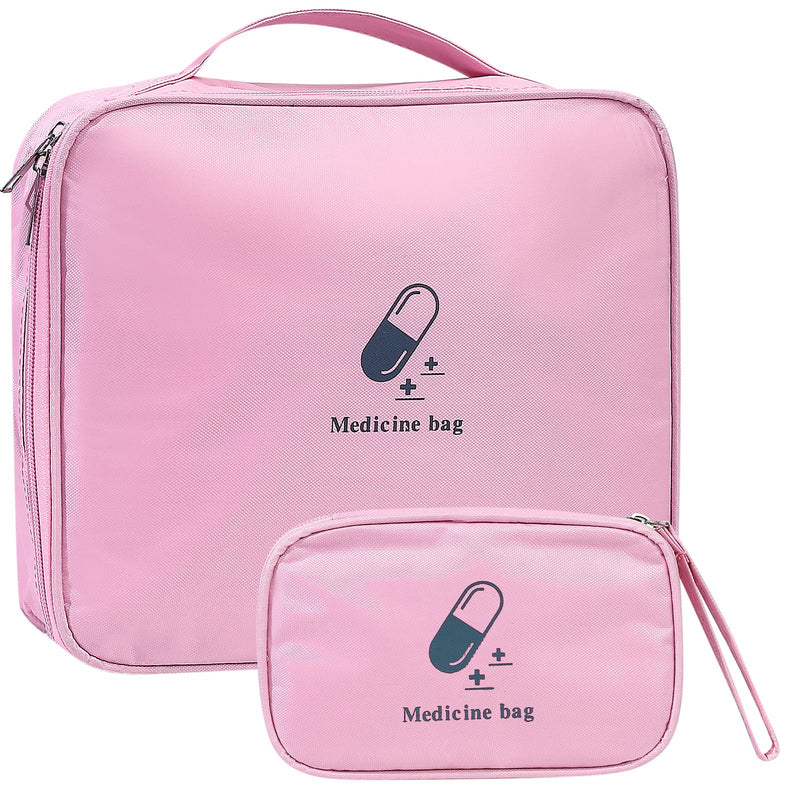 2 Pcs First Aid Kit Bags, Portable Travel Empty Medical Medical Medicine Bags, Small/Large First Aid Emergency Organizer Bags Waterproof for Outdoor Camping Travel Work Bags - Pink (White) (Pink) - NewNest Australia
