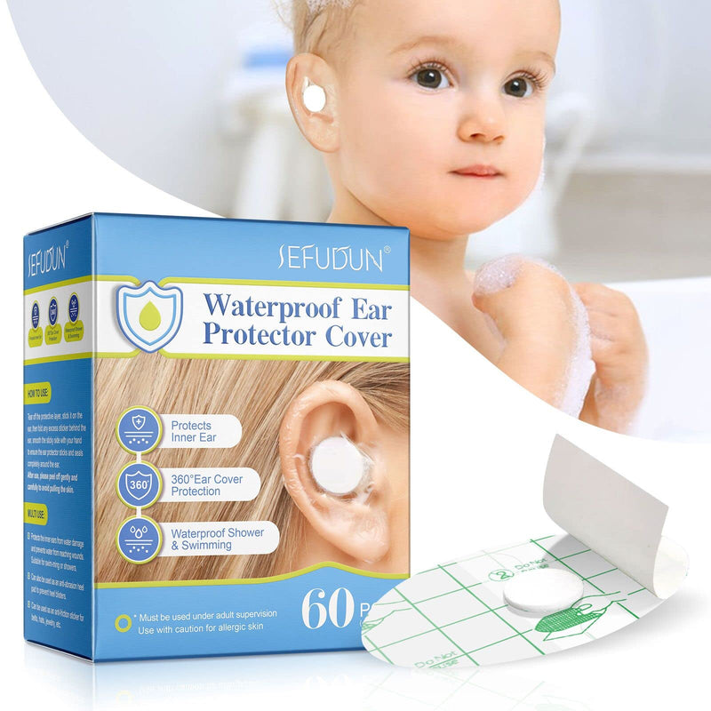 Waterproof ear protection sticker, Waterproof earplug, Ear Protectors Waterproof Disposable Ear Covers For Shower And Swimming Protects Inner Ear-60 Pcs,4.5x7cm - NewNest Australia
