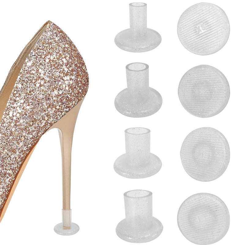 High Heel Protectors 4 Sizes, Shiny Stiletto Heel Protectors Clear Heel Stoppers High Heel Covers for Grass Heel Tip Protectors for Outdoor Weddings Events (4 Pair Round) 4 Pair Round - NewNest Australia