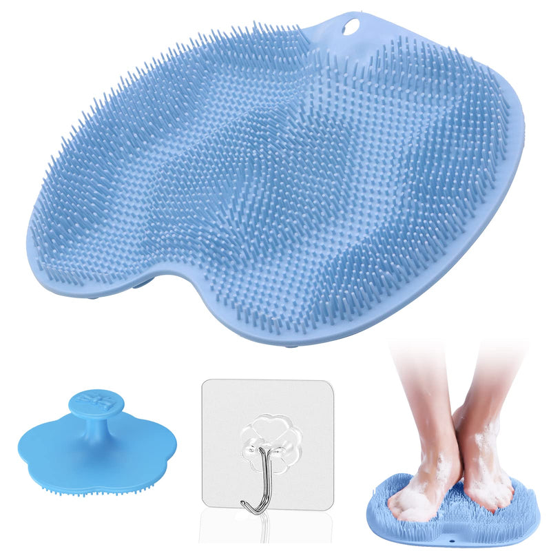 ZOCONE Shower Foot Scrubber Mat, Foot Scrubber for Shower with Non-Slip Suction Cups, Bath Foot Cleaner Massager Mat with Shower Scrubber and Hook for Foot Massage&Circulation, Exfoliation(Blue) - NewNest Australia