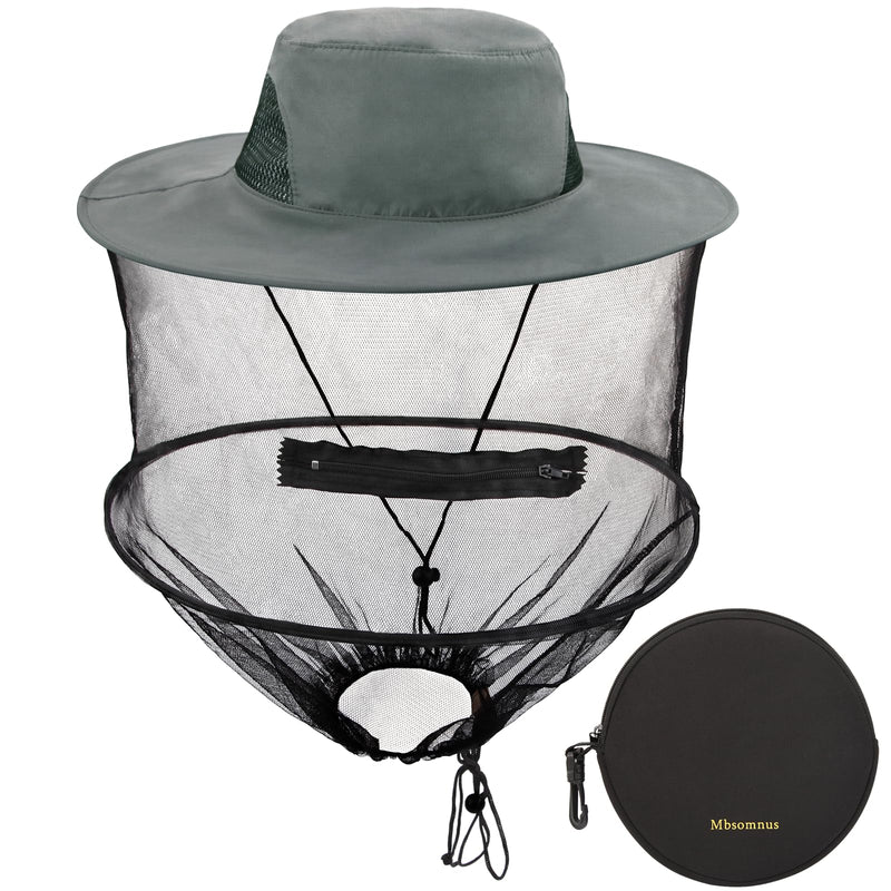 Mbsomnus Mosquito Head Net Hat Grey Sun Hat with Netting-Midgie Face Cover Mask Midge Hat Safari Hat Quick Dry Wide Brim Sun Protection for Outdoor Hiking Camping Gardening Fishing One Size - NewNest Australia