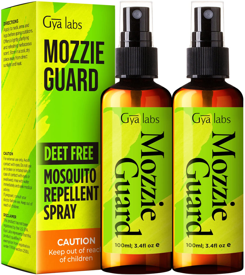 Gya Labs Mozzie Guard Spray - Enjoy Protection Outdoors & at Home with Natural Essential Oils - DEET-Free Plant Based Natural Spray - Safe & Gentle On Skin - 100ml (2 Packs) 100 ml (Pack of 2) - NewNest Australia