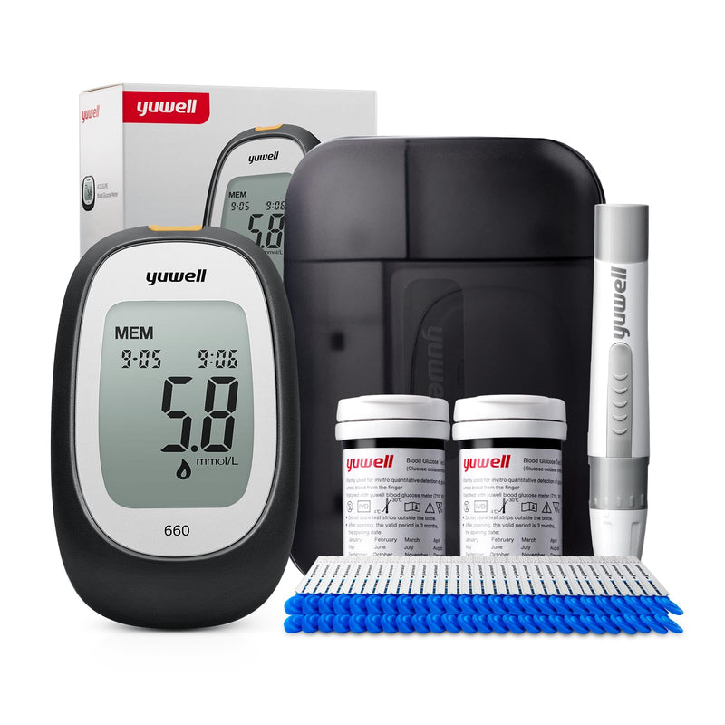 yuwell Blood Glucose Monitor, Diabetes Testing Kit with Test Strips x 50 and Lancets x 50, Blood Sugar Monitor Ideal for Home Use (Model 660) Blood glucose monitor 660 - NewNest Australia