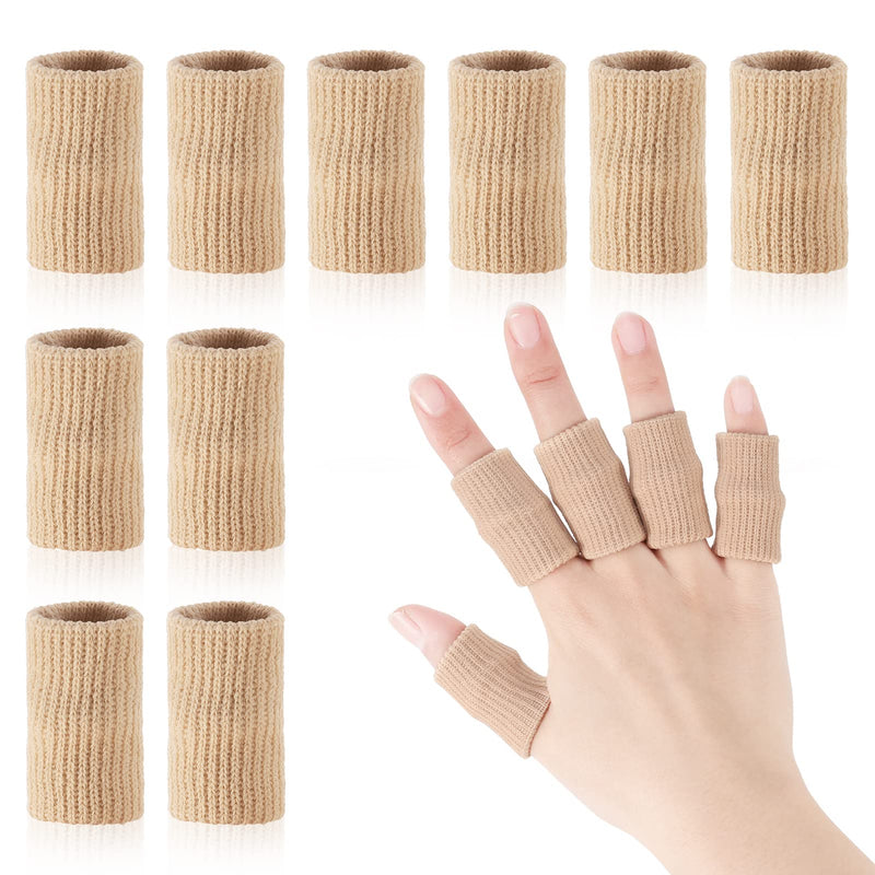 Heyu-Lotus 10 Pcs Finger Compression Sleeves Support,Breathable Finger Sleeve Protectors Thumb Brace Support for Finger Arthritis Swelling,Finger Splint Compression Protector for Pain Relief Beige - NewNest Australia