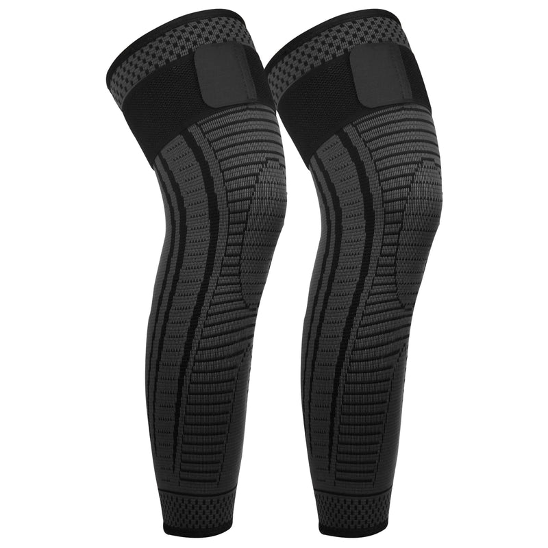 Full Leg Compression Sleeves 2 Pack anti Slip Ventilation Long Knee Support with Wraps for Men and Women , Suite for ACL, PCL, Meniscus Tear, Arthritis, Tendinitis (Black, Large) Black - NewNest Australia