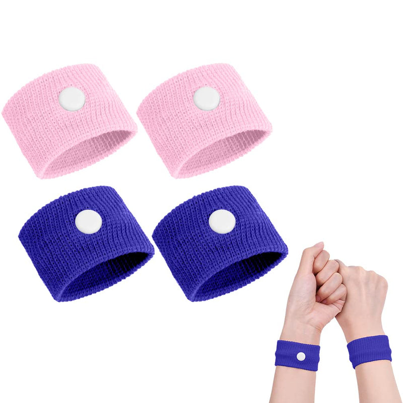 ACWOO Motion Sickness Wristbands, 2 Pairs Natural Sickness Bands for Kids & Adults, Anti-Nausea Wristbands for Car Sea Sickness, Relief Wristbans for Sea Flying Travel (Pink+Blue) 2 Pairs（pink+blue） - NewNest Australia