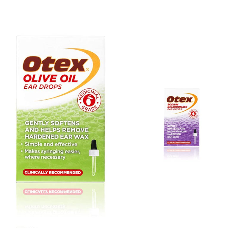 Otex Olive Oil Ear Drops For Natural, Gentle Removal of Excessive & Sodium Bicarbonate Ear Drops for Effective, Gentle Removal of Excessive, Hardened Ear Wax. Bottle + Bicarbonate Ear Drops - NewNest Australia