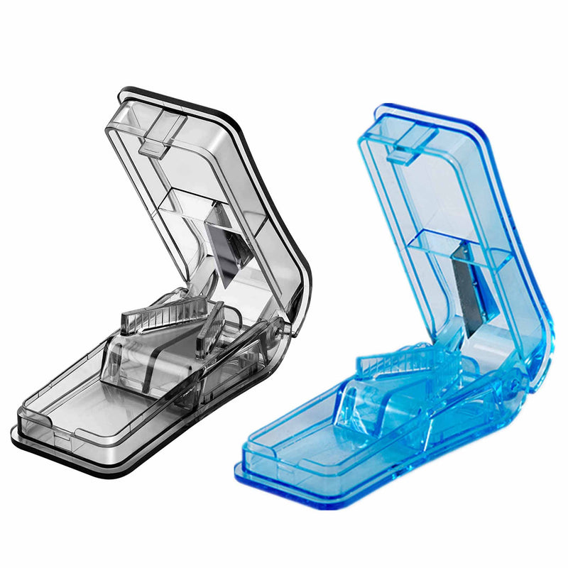2Pcs Pill Cutter Pill Tablets Cutters Pill Splitter 2-in-1Pill Splitter Portable Large Pills Tablets with Blade and Pill Storage Compartment for Small or Large Pills Cut in Half Quarter - NewNest Australia