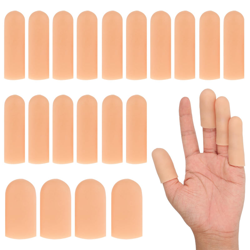 20 PCS Gel Finger Cots, Silicone Finger Protectors, Finger Sleeves for Dry Skin, Rubber Finger Covers for Finger Cracking, Wound, Hand Eczema, Finger Arthritis and More (2 Size, Nude) - NewNest Australia