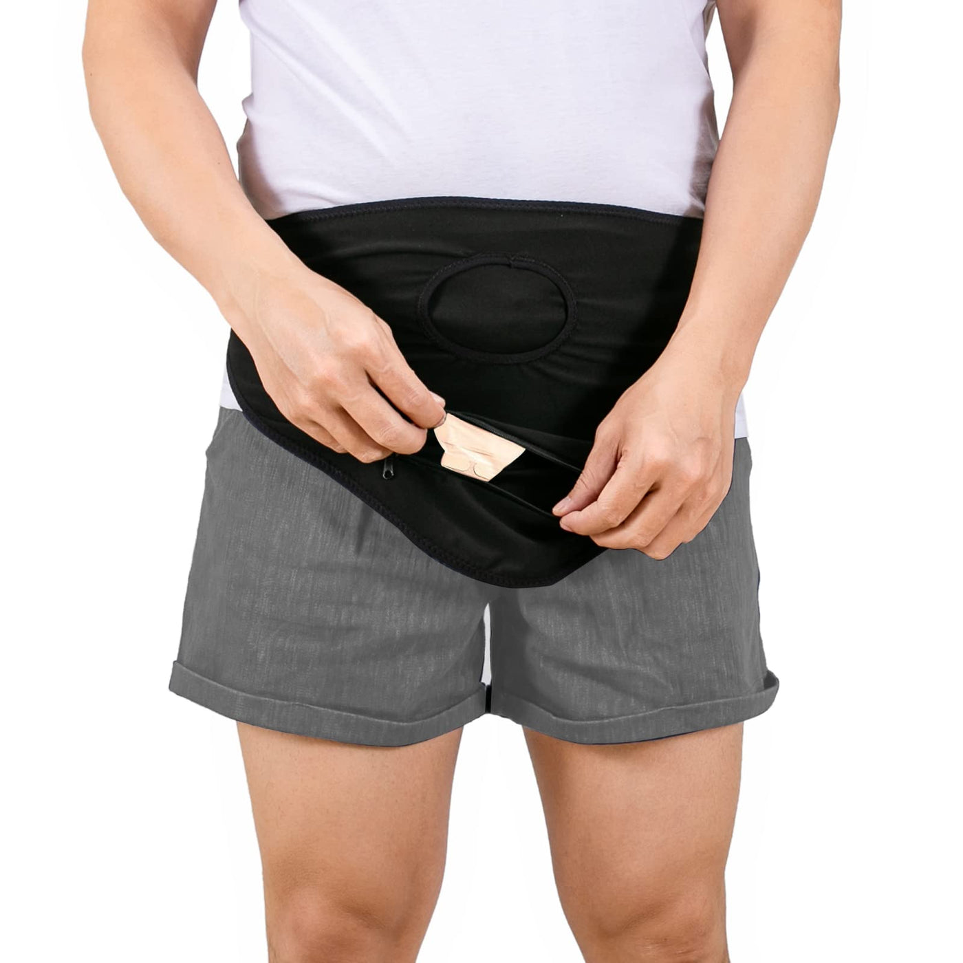 Colostomy clearance support belt