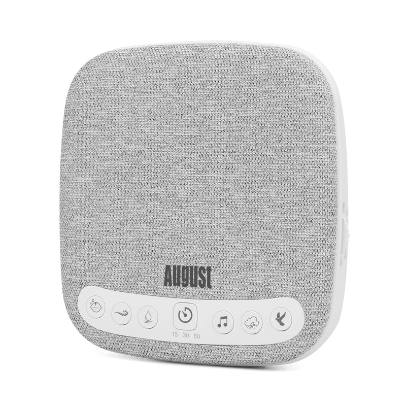 White Noise Sound Machine - August SE160-14 Natural Sounds Relaxing, Soothing, Rain, Bird, Fan, Sleep Aid for Adults - Volume, Timer, Portable 60 Hour Battery USB C - White - NewNest Australia