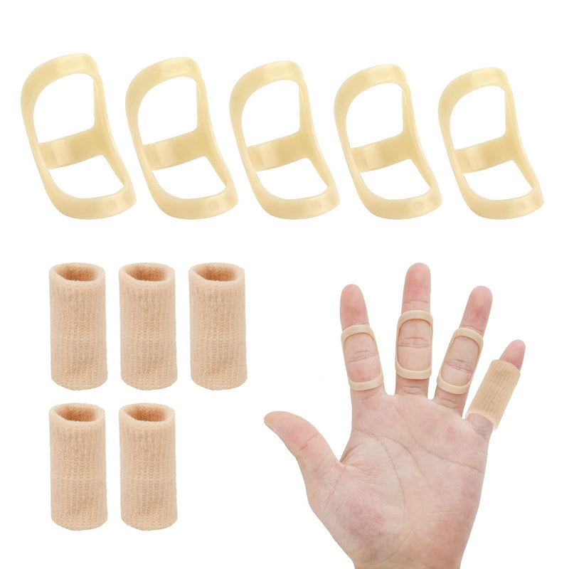 10pcs Oval Finger Splint, 5 Sizes Finger Splint Ring Oval Finger Splint Support 5 Oval Finger Splints & 5 Finger Compression Sleeves For Thumb Middle Pinky Ring Finger Index (Complexion) - NewNest Australia