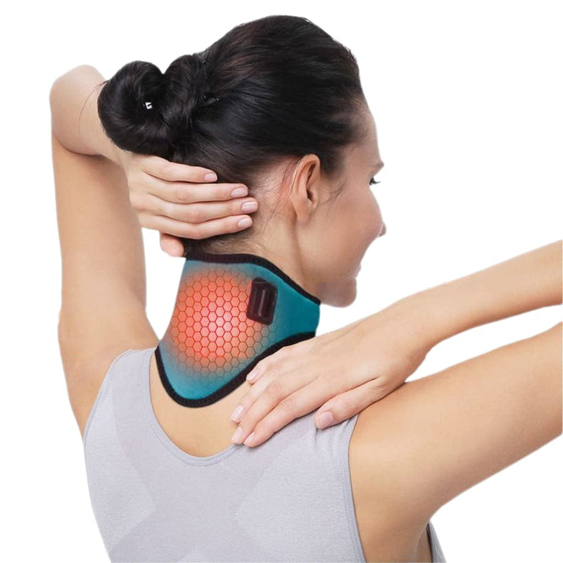 USB Neck Heat Pad Electric Neck Warmer Collar Pain Relief Physical Therapy Heated Neck Wrap Brace with 3 Adjustable Temperature 3 Timer Mode Warm Neck Support Band for Women Men Elder Cyan - NewNest Australia