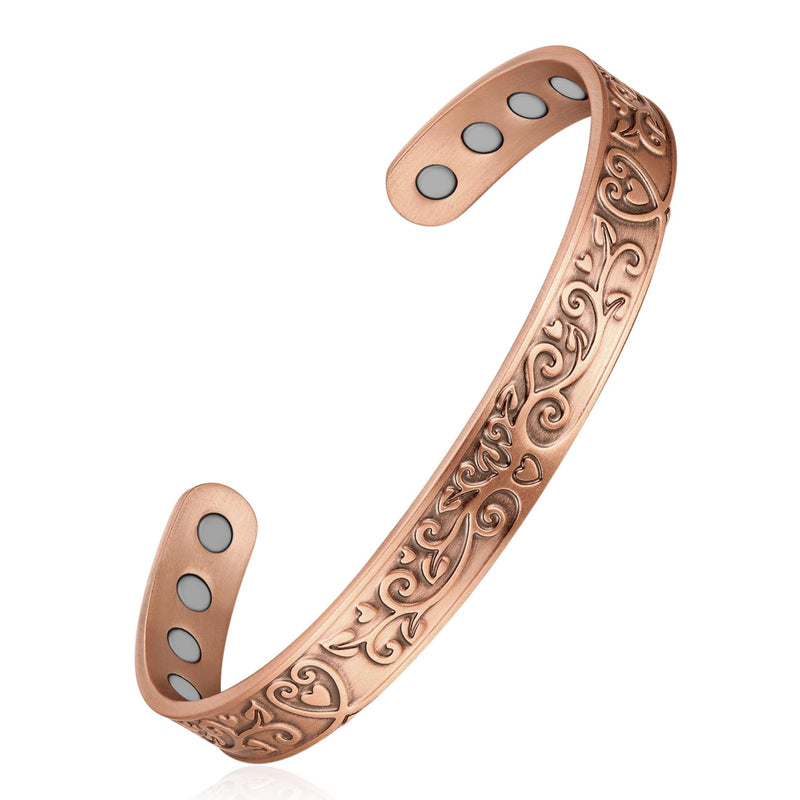 Jeracol Copper Magnetic Bracelets for Women, Tree of Love Design 99.99% Solid Copper Magnetic Cuff Bangle with 8pcs Powerful Magnets(Each 3800 Gauss), Brazaletes Jewelry with Gift Box - NewNest Australia