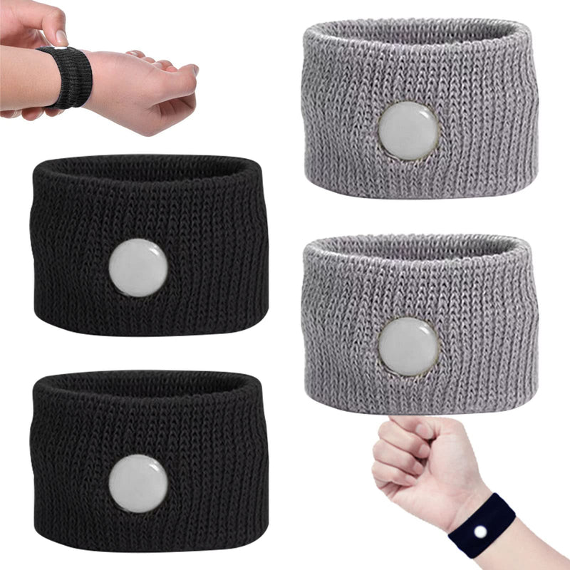 Lamkrtlp 2 Pairs Car Motion Sickness Wristbands, Natural Acupressure Relief Wristbands, Travel Sickness Bands for Morning Sickness Sea Travel (Black and Grey) - NewNest Australia