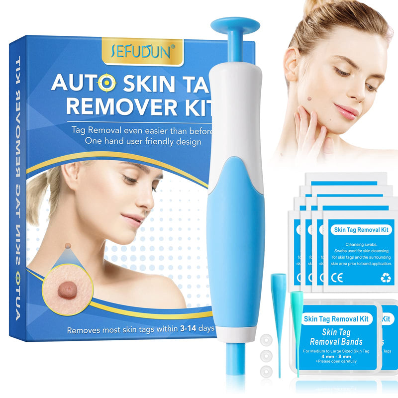 Auto Skin Tag Removal Tool Kit, 2 in 1 Skin Tag Remover Device, 2mm to 8mm Auto Wart Remover, Safe & Painless & Easy Remover Clear Skin Tag & Mole at Home,with 40 Removal Bands & 10 Cleansing Wipes - NewNest Australia