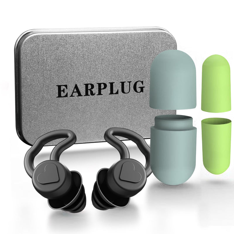Donfri 2 Pairs Ear Plugs for Sleep Noise Reduction 40dB Three Layers of Sound Insulation Ear Brace Design Earplugs Noise Cancelling for snoring，Concerts，Learning (Black，Green) Black，green - NewNest Australia