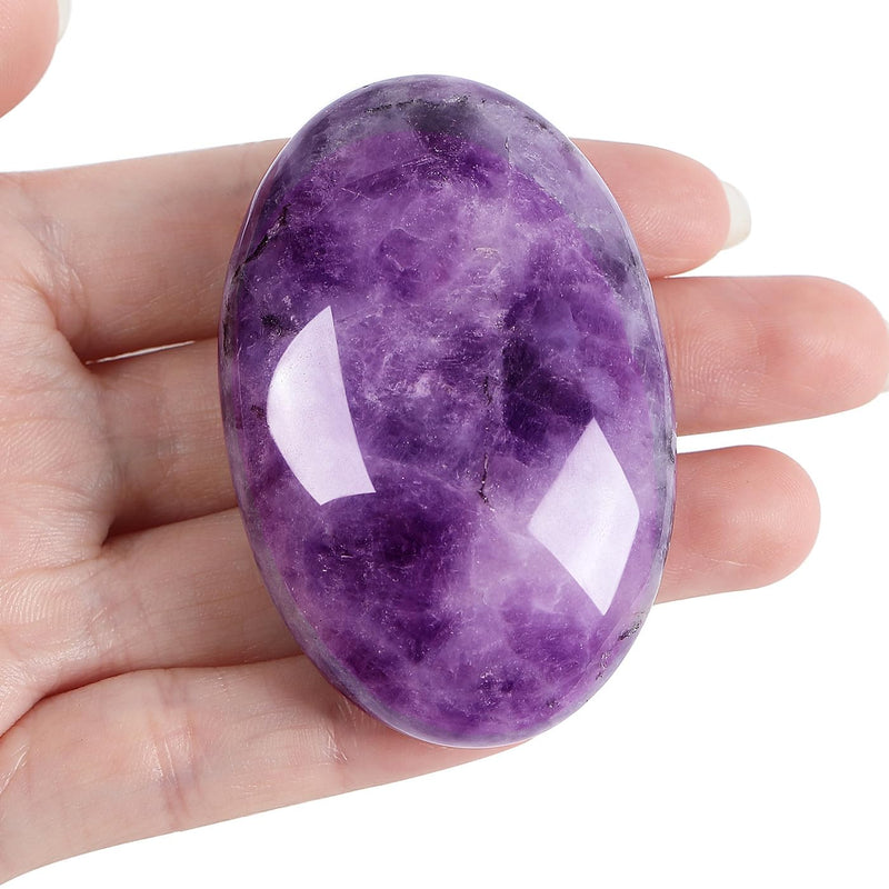 XIANNVXI 2.4" Large Amethyst Crystal Stone Polished Palm Healing Gemstone 0.7" Thick Pocket Worry Stone Crystal for Massage Reiki Stress Relief Balancing Meditation Accessories A - Amethyst - NewNest Australia