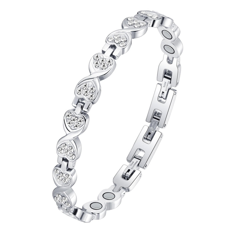 Jeracol Titanium Steel Magnetic Bracelet for Women, Infinite Love Design Women Magnetic Wristband with Ultra Strength 3800 Guass Magnets, Brazaletes Jewelry with Remove Tool & Gift Box（Zircon） Zircon - NewNest Australia