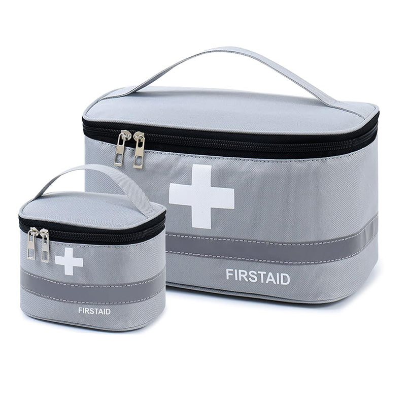 CECOMBINE 2Pcs First Aid Kit Bags, Portable Empty Medicine Bags Family First Aid Organiser Box, Medical Medicine Bags for Outdoor, Travel, Camping, Work (Grey) B - NewNest Australia