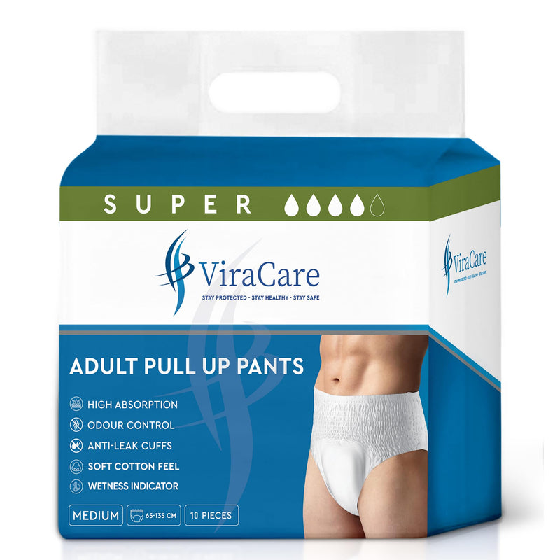 10 x Incontinence Pants Men & Women | with Wetness Indicator & Soft-Stretch Waistband | Adult Nappies | Waist Size Medium 65-135 cm | Adult Diapers | (1 Pack of 10) 1 Pack of 10 - NewNest Australia