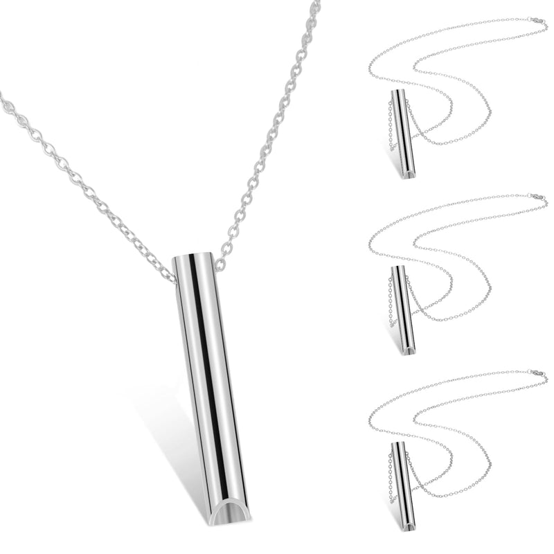 Photect 4 Pcs Anxiety Relief Necklace, Mindful Breathing Necklace Stainless Steel Portable Deep Breathing Exercises Necklace for Men Women Meditation Stress Relief Silver - NewNest Australia