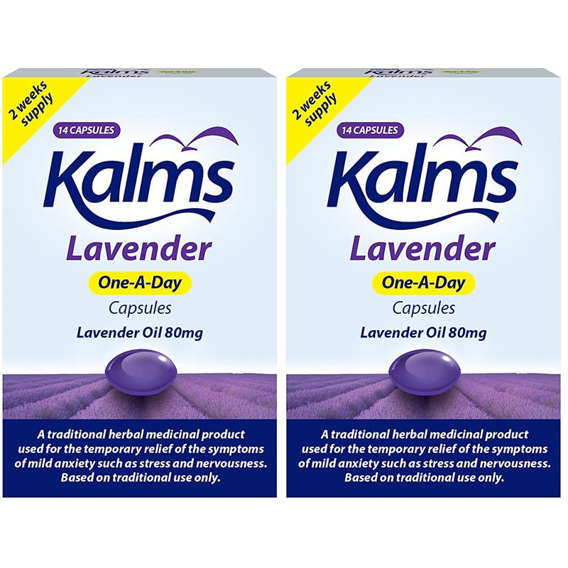 Kalms Lavender - One-a-Day - 14 Capsules - A Traditional Herbal Medicinal Product Used for The Temporary Relief of The Symptoms of Mild Anxiety Such as Stress and Nervousness (Pack of 2) - NewNest Australia