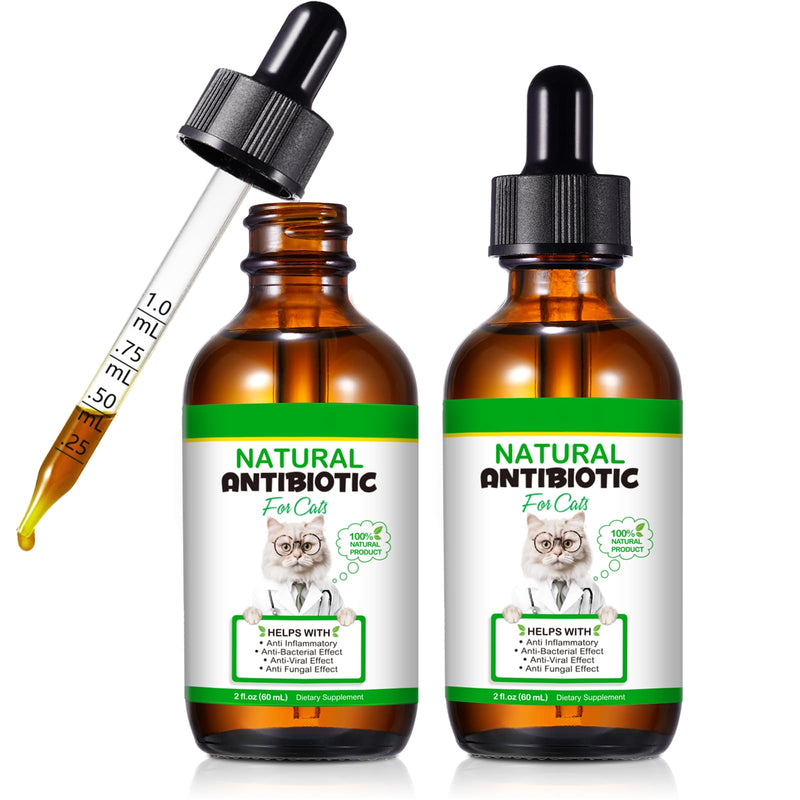 Natural Antibiotics for Cats,2 PCS Cat Antibiotics- Cat Multivitamin is anti-bacterial effect antibiotics for cats,Supports Immune & Cats Allergy Relief,Health Supplies Cats UTI Antibiotics(60ml) - PawsPlanet Australia