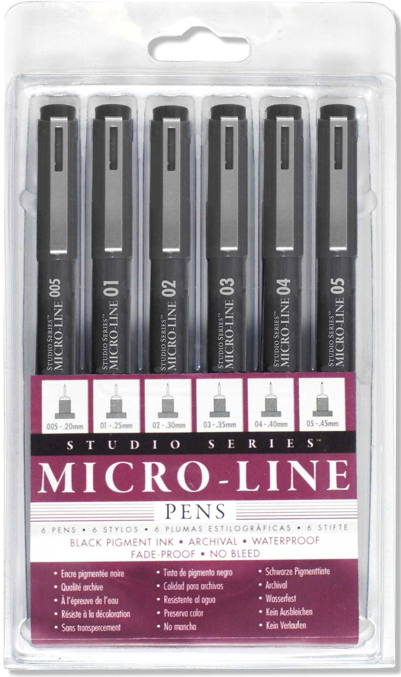 Studio Series Micro-Line Pigment Ink Pen Set (Set of 6) - NewNest Australia