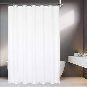 Mrs Awesome Waterproof Fabric Shower Curtain Liner, Suction Cups Included, Machine Washable Cloth Shower Curtain for Bathroom, 72 x 72 inch, White 72"x72" - NewNest Australia