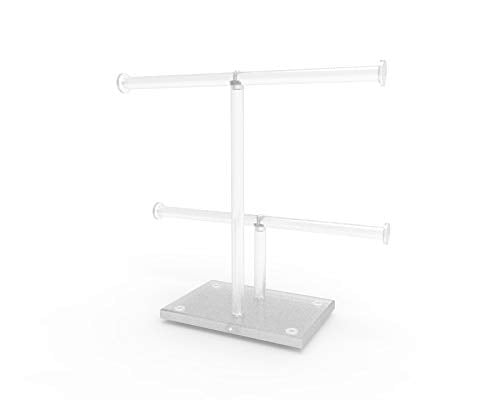 NewNest Australia - FixtureDisplays 12"W x 10"H x 5"D Jewelry Display with T-Bar for Necklaces, Acrylic-Clear 19293 