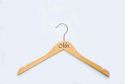 NewNest Australia - NAHANCO MRSMRS20017 Same Sex, Gay Pride Hanger Set, Natural Wood Hangers with Black Imprint (Mrs. and Mrs.), 17” (2-Piece Set) 