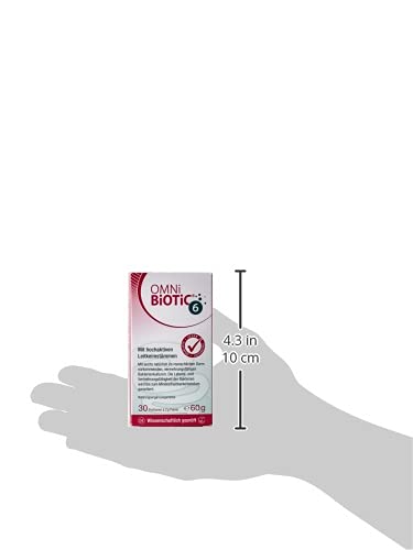Omni Biotic 6 | Glass | 30 Servings (60G) | 6 Bacterial Strains | 4 Billion Germs Per Daily Dose | Powder | With Inulin | Vegan | Gluten Free | Lactose Free | For Daily Use - NewNest Australia