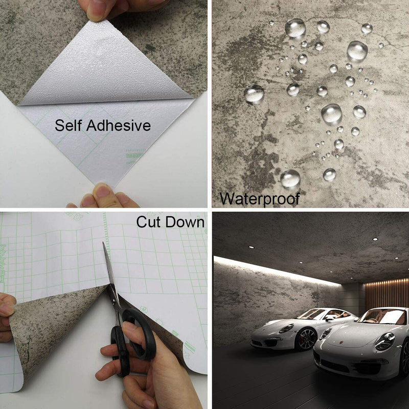 JSEVEM Light Gray Matte Concrete Wallpaper Faux Cement Contact Paper Vinyl Industrial Textured Removable Self Adhesive Wall Paper Waterproof Countertops Sticker for Garage Bedroom Floor 15.74"×118.11" - NewNest Australia