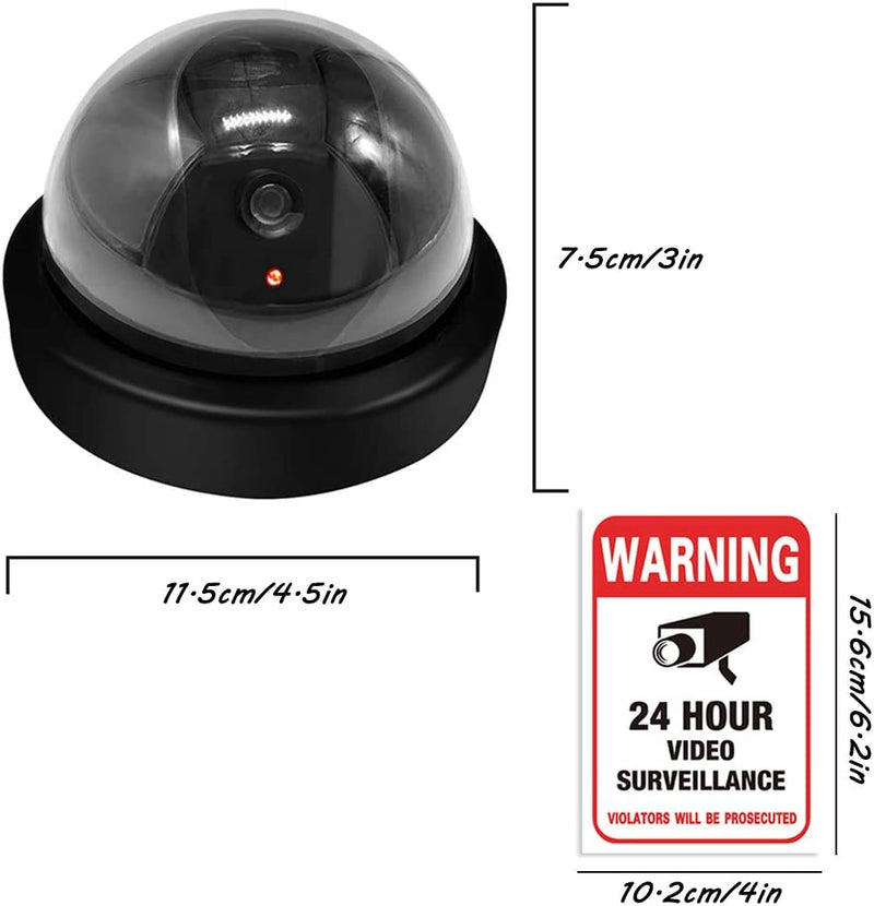 Fake Security Camera - Dummy Security Camera CCTV Dome Surveillance with Flashing Red LED Light for Home Business Indoor Outdoor by Mandala Crafts Pack of 4 - NewNest Australia