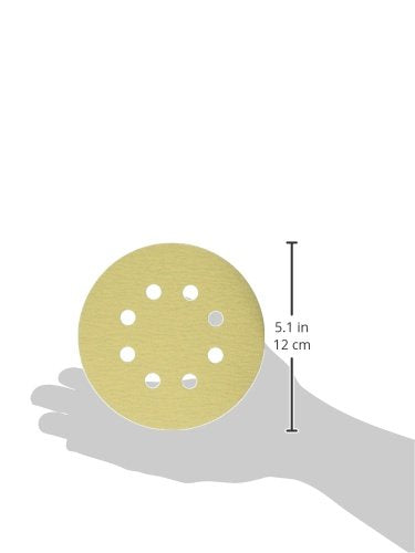 POWERTEC 44012G-50 Gold 5” Hook and Loop Sanding Disc | 8 Hole | 120 Grit – 50 Pack - NewNest Australia