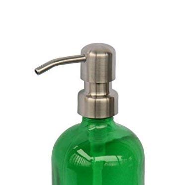 Industrial Rewind Executive Style Green Glass Soap Dispenser with Stainless Steel Pump and Non Slip Coaster/Countertop Protector - Green 16oz Glass Bottle Lotion Bottle - NewNest Australia