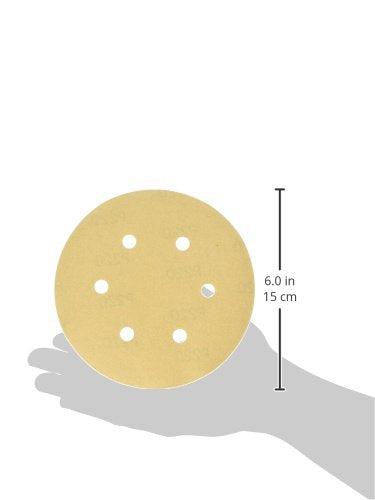 POWERTEC 45200XG-50 Assorted Grit Sanding Discs Hook and Loop Orbital Sander 6-Inch 6 Hole | 10 Each of 80, 100, 120, 150, 220 Grit Aluminum Oxide Round Sand Paper, Gold, 50 Pack 6" X 6 Holes - NewNest Australia